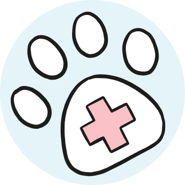 Dog Paw Print with Medical Sign In the middle